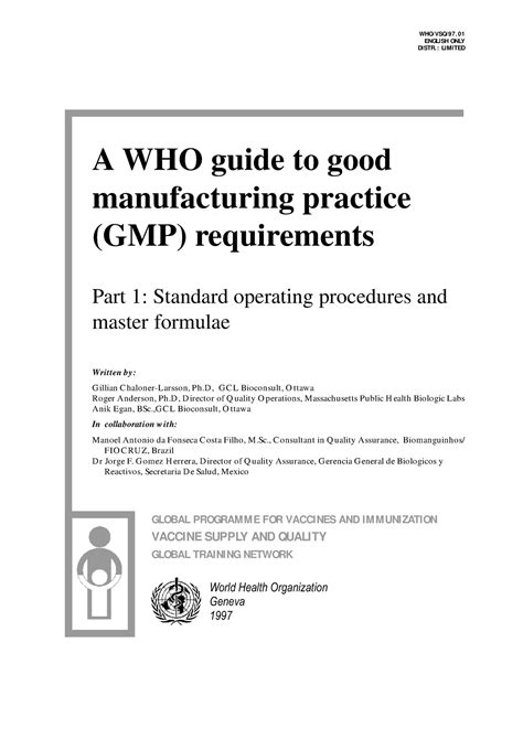 A WHO guide to good manufacturing practice (GMP) requirements.